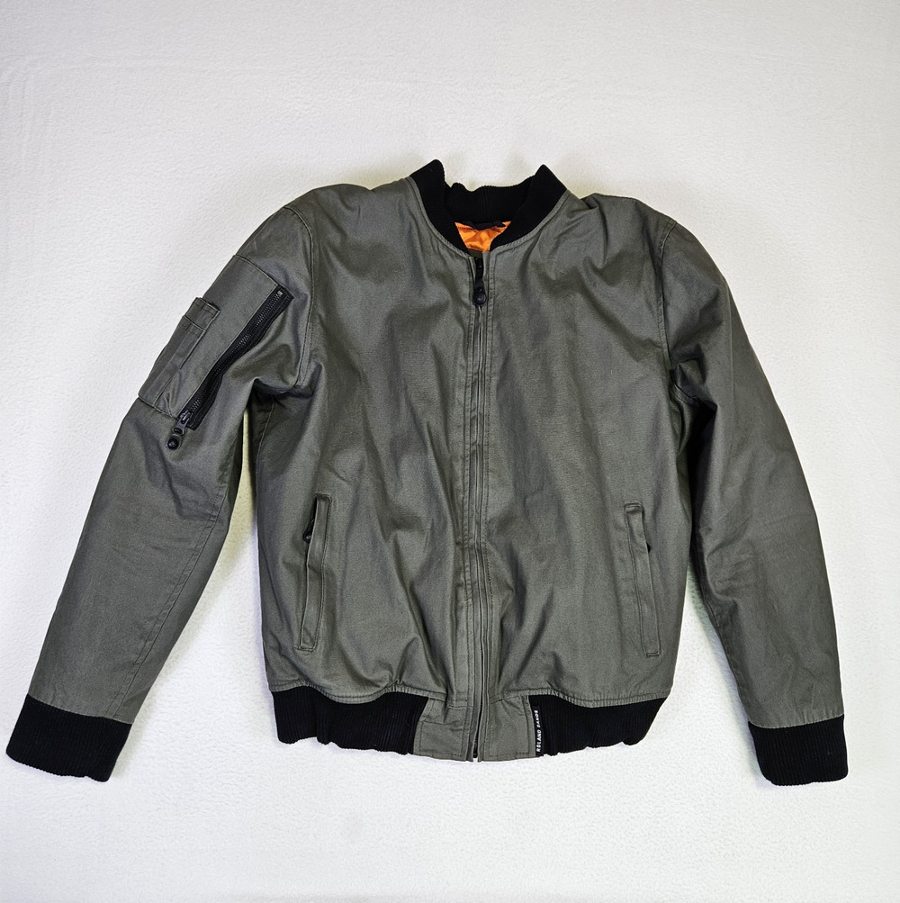 Roland Sands Motorcycle Bomber Jacket Mens M Armored Protection Canvas Gray RSD
